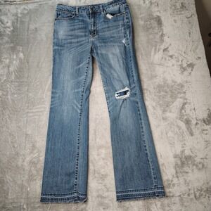 Judy Blue Jeans Womens 30 Blue Boot Cut High Rise Medium Wash Released Hem Denim